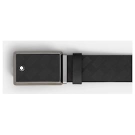 Montblanc-35 mm black leather belt-Black