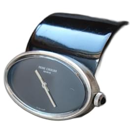 Autre Marque-Vintage 925 silver manual winding watch Pierre L'Hullier Swiss Made-Black,Silvery