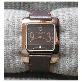 Céline-Celine women's quartz watch, Swiss Made-Golden,Dark brown