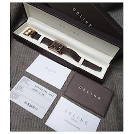 Céline-Celine women's quartz watch, Swiss Made-Golden,Dark brown