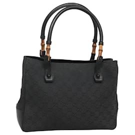 Gucci-GUCCI GG Canvas Bamboo Tote Bag Black 112526 Auth 117393-Black