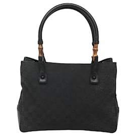 Gucci-GUCCI GG Canvas Bamboo Tote Bag Black 112526 Auth 117393-Black