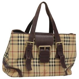 Borsa a spalla Burberry Nova Check PVC Beige Oro Auth 118369 Beige D'oro