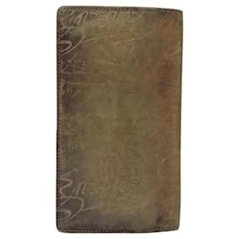 Berluti-Berluti Calligraphy Long Wallet Leather Brown Auth 117665-Brown