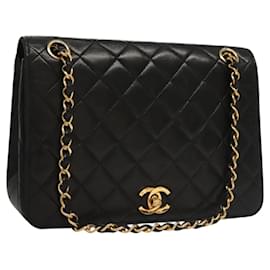 Chanel-CHANEL Matelassé COCO Marque Sac à Bandoulière Chaîne Cuir d'Agneau Noir CC Auth 117562-Noir,Doré