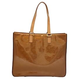 Louis Vuitton-LOUIS VUITTON Sac Tote Columbus Monogram Vernis Bronze M91134 LV Auth BA1286-Bronze