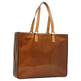 Louis Vuitton-LOUIS VUITTON Sac Tote Columbus Monogram Vernis Bronze M91134 LV Auth BA1287-Bronze