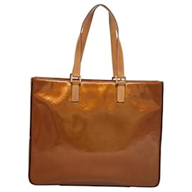 Louis Vuitton-LOUIS VUITTON Sac Tote Columbus Monogram Vernis Bronze M91134 LV Auth BA1287-Bronze