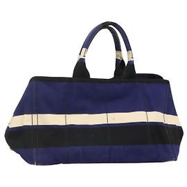 PRADA Canapa GM Sac à main en toile bleu or Auth bs24485 Bleu Doré