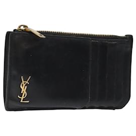 Saint Laurent-SAINT LAURENT Coin Purse Leather Black Auth ar13382-Black