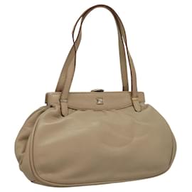 Céline-CELINE Hand Bag Leather Beige Auth 117663-Beige