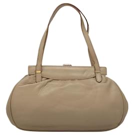 Céline-CELINE Hand Bag Leather Beige Auth 117663-Beige