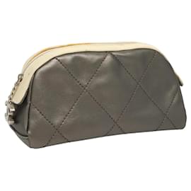 Chanel-Pochette Bicolore en PVC Cuir Gris CC Auth BA1250-Marron