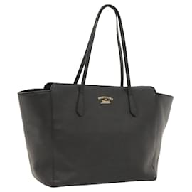Gucci-GUCCI Swing Tote Bag Leather Black Gold 354397 Auth yk17921-Black,Golden