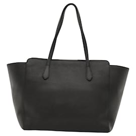 Gucci-GUCCI Swing Tote Bag Leather Black Gold 354397 Auth yk17921-Black,Golden