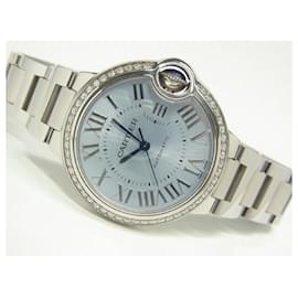 Cartier-CARTIER Ballon Bleu 33 MM bezel diamond W4BB0028 Womens-Silvery