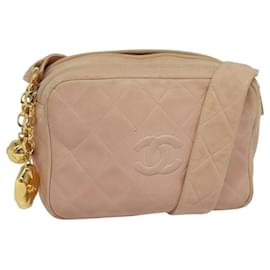 Chanel-CHANEL Sac à épaule Matelassé en cuir d'agneau rose CC Auth 117845-Rose