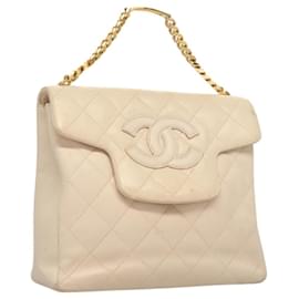 Chanel-CHANEL Matelassé COCO Marque Chaîne Sac à Main Cuir d'Agneau Beige CC Auth bs24297-Beige