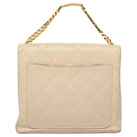 Chanel-CHANEL Matelassé COCO Marque Chaîne Sac à Main Cuir d'Agneau Beige CC Auth bs24297-Beige