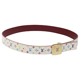 Louis Vuitton-LOUIS VUITTON Ceinture Care Multicolore 37.8"" Blanc M9682 LV Auth 118241-Blanc