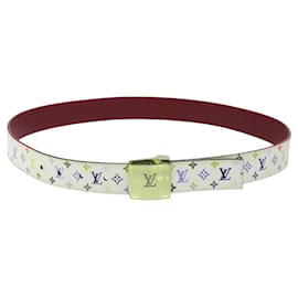 Louis Vuitton-LOUIS VUITTON Ceinture Care Multicolore 37.8"" Blanc M9682 LV Auth 118241-Blanc