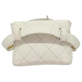 Chanel-CHANEL Sac de taille bicolore en cuir d'agneau blanc CC Auth bs24285-Blanc