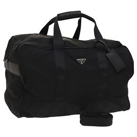 PRADA Borsa Boston Nylon 2way Nero Argento Auth 117470 Nero Argento