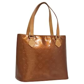 Louis Vuitton-LOUIS VUITTON Monogram Vernis Houston Sac à Main Bronze M91122 LV Auth 117328-Bronze