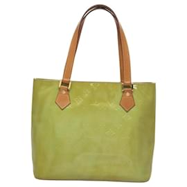 Louis Vuitton-LOUIS VUITTON Monogram Vernis Sac à Main Houston Bleu Bébé M91005 LV Auth 117330-Bleu clair