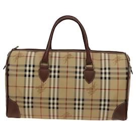 Autre Marque-Burberrys Nova Check Boston Bag PVC 2way Beige Gold Auth 117842-Beige,Golden