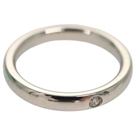 Autre Marque-TIFFANY&Co. 1P Diamond Ring Platinum PT950 #7.5(JP Size) Auth 117298AM-Silvery