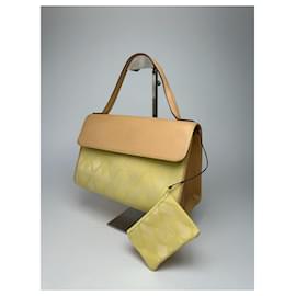 Givenchy-Vintage Givenchy Leather Canvas Monogramm Bag yellow brown-Yellow