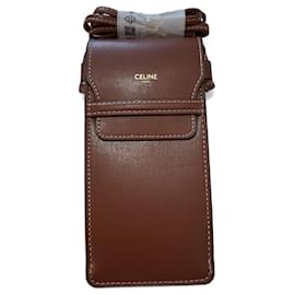 Céline-Celine Crossbody Leather Clutch Bag Brown/Phone, Sunglasses Case-Brown