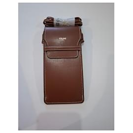 Céline-Celine Crossbody Leather Clutch Bag Brown/Phone, Sunglasses Case-Brown
