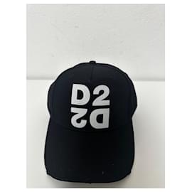 Dsquared2-Dsquared2 Logo Cap-Black,White