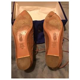 Aquazzura-Christy Fauna flats in dusky pink velvet-Pink