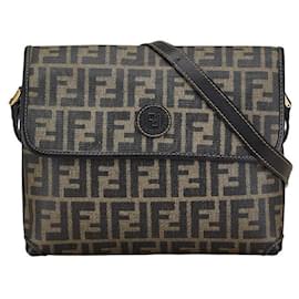 Fendi-Fendi Zucca PVC Leather Shoulder Bag-Brown
