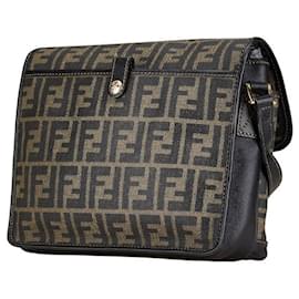 Fendi-Fendi Zucca PVC Leather Shoulder Bag-Brown