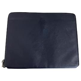 Coach-Sac à main en cuir Coach bleu marine avec quincaillerie argentée-Bleu