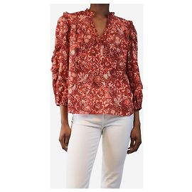 Ulla Johnson Rote Bluse mit Blumenmuster - Größe UK 4 Rot