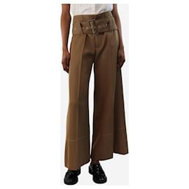 Céline-Belted wide leg trousers - UK 4-Brown