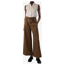 Céline-Belted wide leg trousers - UK 4-Brown