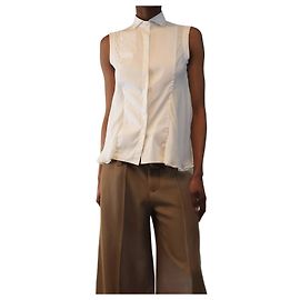 Brunello Cucinelli Camicia senza maniche in seta bianca - taglia XS Bianco