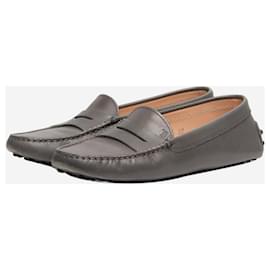 Tod's-Grey leather loafers - size UK 4-Grey