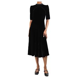 Autre Marque-Black velvet midi dress - size UK 6-Black
