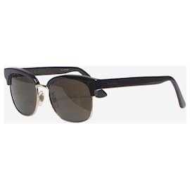 Gucci-Black rectangular-frame metal sunglasses-Black