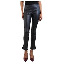 The row-Midnight grey leather trousers with zip - size S-Black