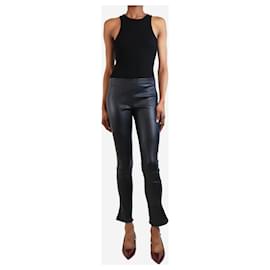 The row-Midnight grey leather trousers with zip - size S-Black