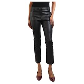 The row-Black leather low rise trousers - size UK 8-Black