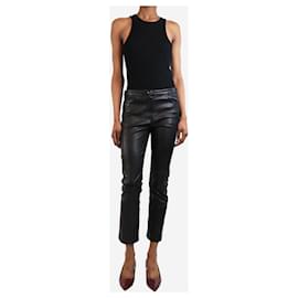 The row-Black leather low rise trousers - size UK 8-Black